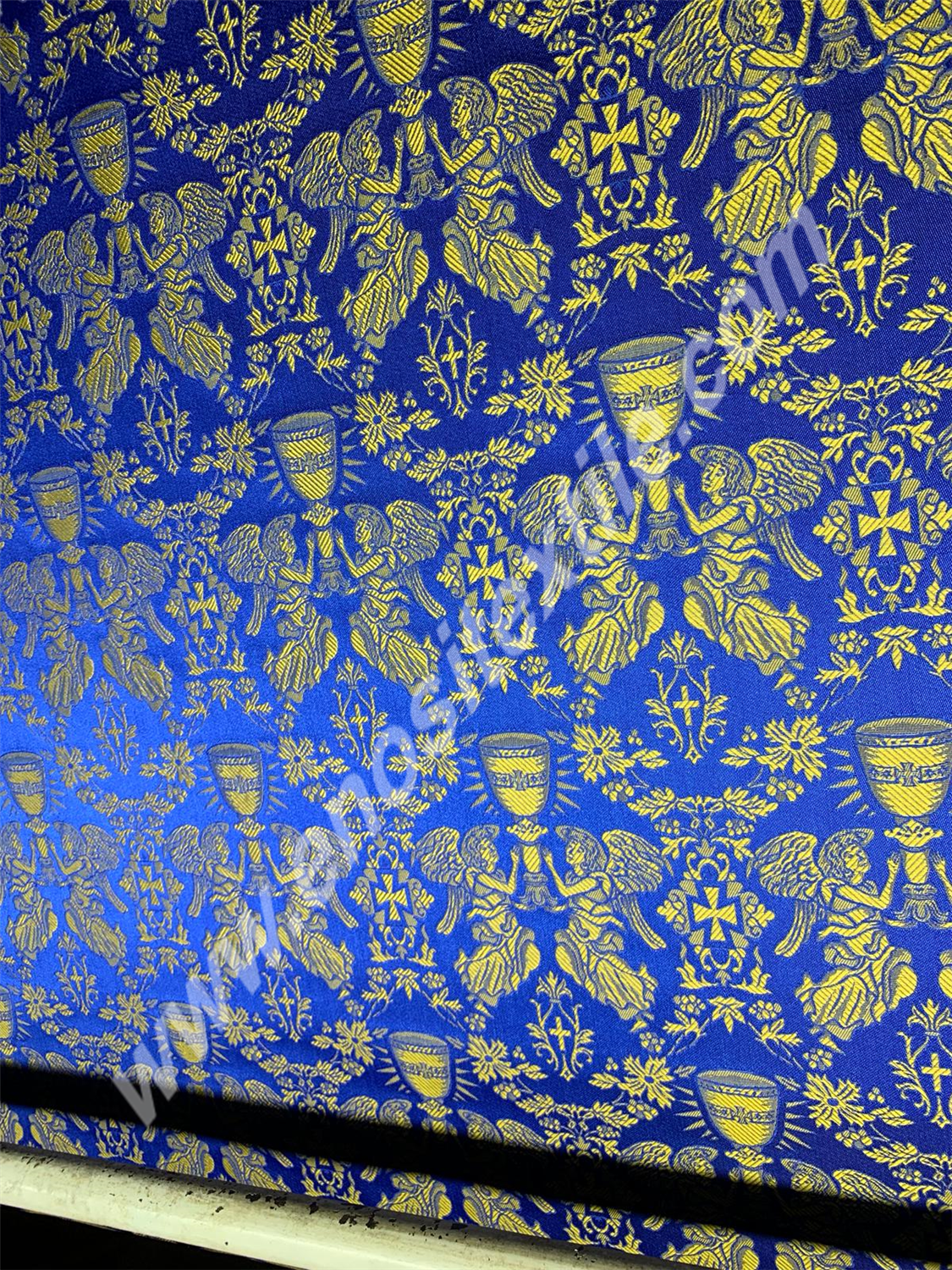 KL-015 Dark Blue-Gold Brocade Fabrics